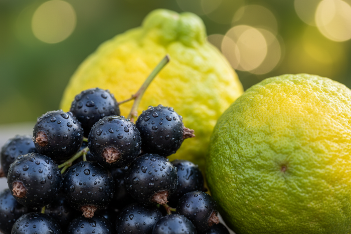 blackcurrant and Italian bergamot. close up.